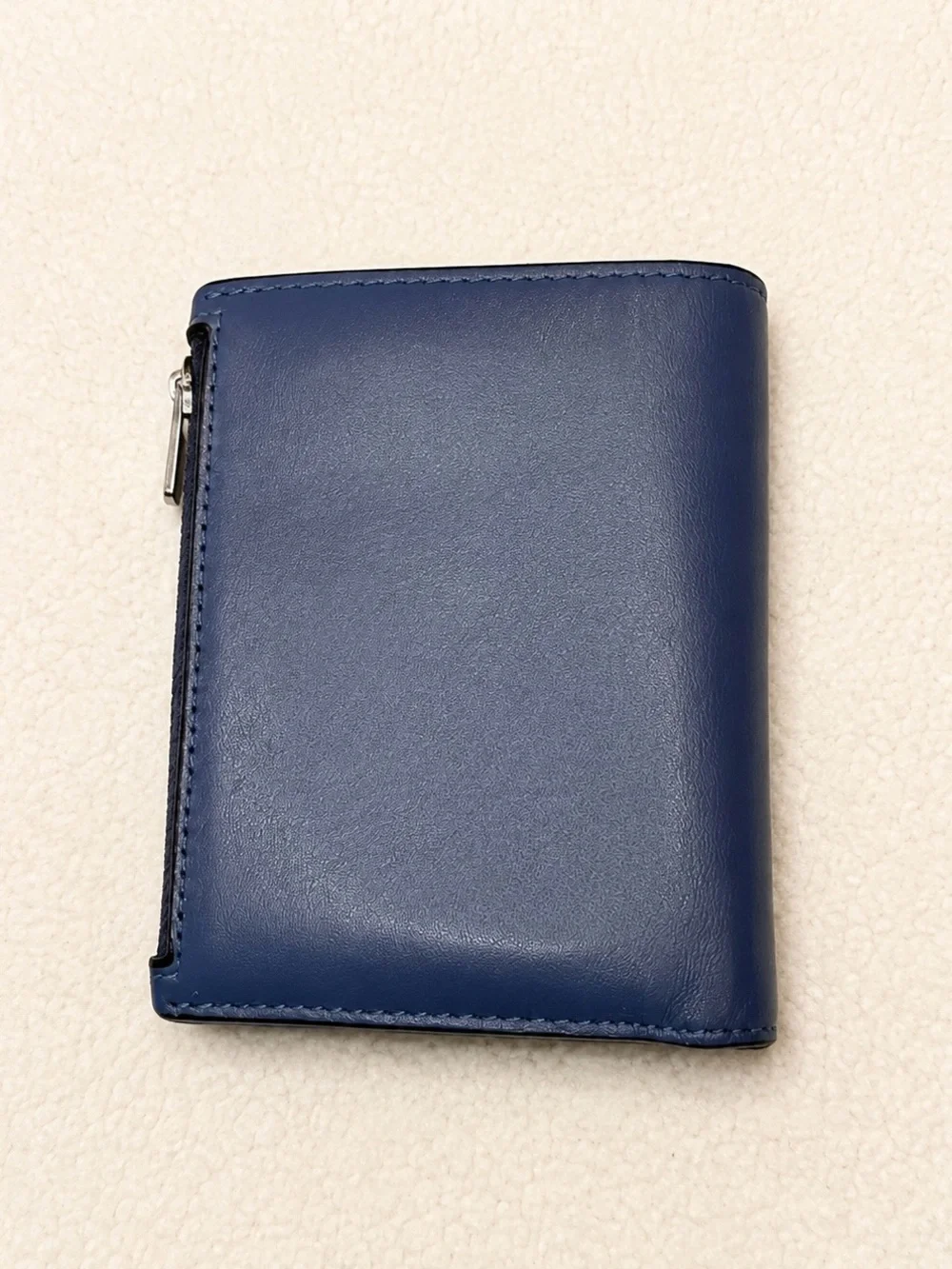 Coach Blue Leather Bifold Wallet Zip Coin Pocket Card Case Snap Closure